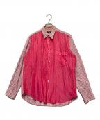 COMME des GARCONS HOMMEコムデギャルソン オム）の古着「切替チェックアセテートシャツ」｜ピンク
