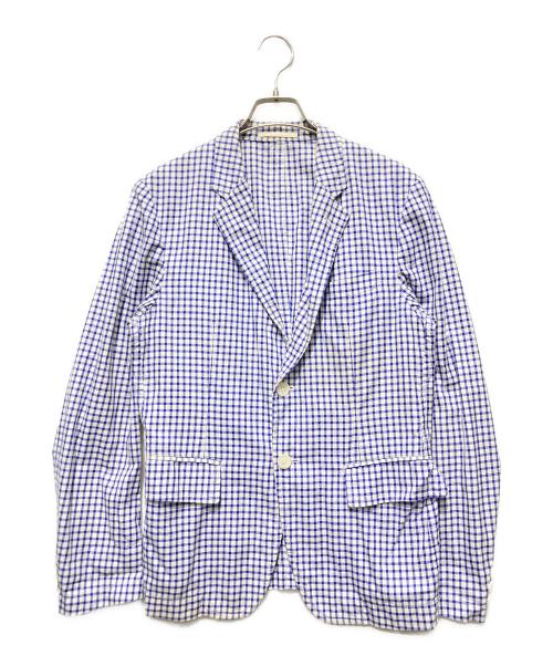 COMME des GARCONS HOMME（コムデギャルソン オム）COMME des GARCONS HOMME (コムデギャルソン オム) チェックテーラードジャケット ブルー×ホワイト サイズ:Sの古着・服飾アイテム