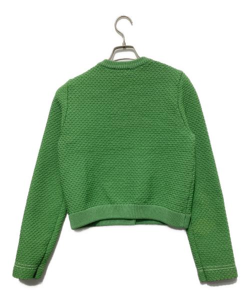 anuans（アニュアンス）anuans (アニュアンス) ノーカラーニットジャケット グリーン サイズ:Sの古着・服飾アイテム