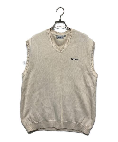 Carhartt WIP（カーハート ワーク イン プログレス）CARHARTT WIP (カーハート ワーク イン プログレス) SCRIPT KNIT VEST アイボリー サイズ:Ｍの古着・服飾アイテム