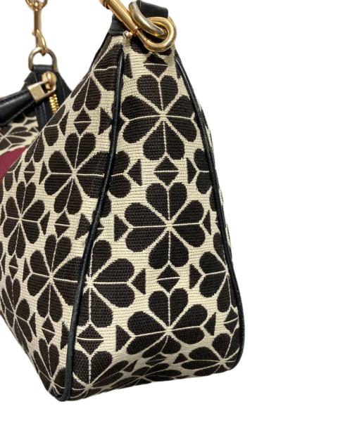 Kate Spade（ケイトスペード）Kate Spade (ケイトスペード) スペード フラワー ジャカード ストライプ サム スモール コンバーチブル ショルダーバッグ ブラック×ホワイトの古着・服飾アイテム
