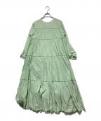 ne quittez pasヌキテパ）の古着「Cotton Voile Tiered Maxi Dress」｜黄緑
