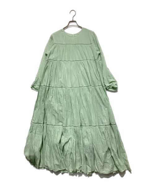ne quittez pas（ヌキテパ）ne quittez pas (ヌキテパ) Cotton Voile Tiered Maxi Dress 黄緑 サイズ:Freeの古着・服飾アイテム