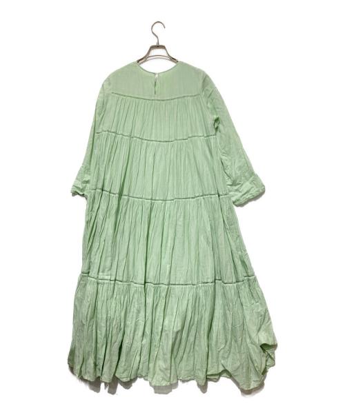 ne quittez pas（ヌキテパ）ne quittez pas (ヌキテパ) Cotton Voile Tiered Maxi Dress 黄緑 サイズ:Freeの古着・服飾アイテム