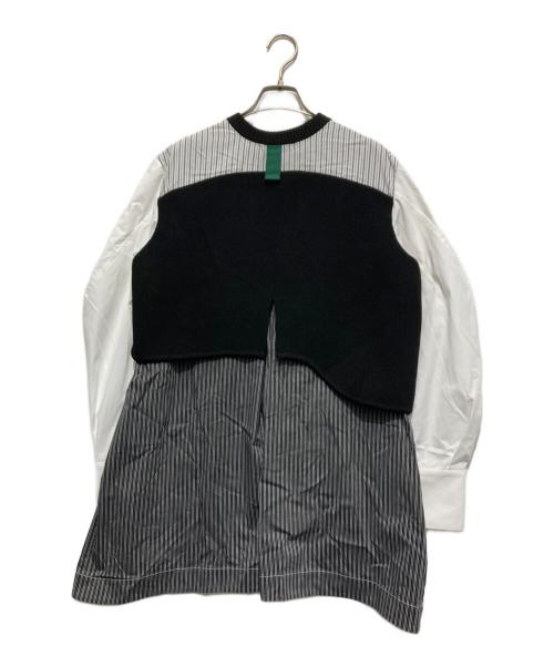 UN3D.（アンスリード）UN3D. (アンスリード) CURVE KNIT DOCKING SH ホワイト×ブラック サイズ:38の古着・服飾アイテム