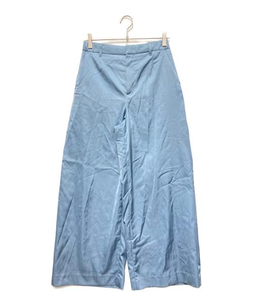 Maison Platinum（メゾンプラチナ）Maison Platinum (メゾンプラチナ) 26SS ヴィスコースレープサテン サイドタックワイドパンツ サックスブルー サイズ:9の古着・服飾アイテム
