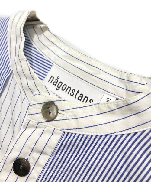nagonstans（ナゴンスタンス）nagonstans (ナゴンスタンス) Stripe All round SH ブルー サイズ:Mの古着・服飾アイテム