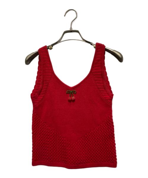 Lily Brown（リリーブラウン）Lily Brown (リリーブラウン) チェリーモチーフニットタンクトップス レッド サイズ:FREEの古着・服飾アイテム