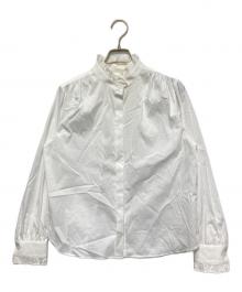 MACKINTOSH LONDON（マッキントッシュ ロンドン）の古着「コットンナイロンストレッチスタンドカラーブラウス」｜ホワイト