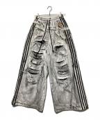 RYE CHASINライチェイシン）の古着「Football Punks White Canvas Pants」｜ホワイト×ブラック