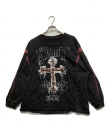 SKOOT（スクート）の古着「ダメージ加工クロスプリントカットソー」｜ブラック