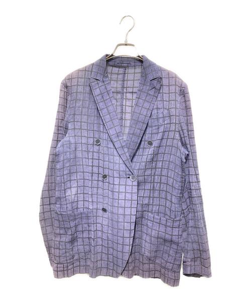 LARDINI（ラルディーニ）LARDINI (ラルディーニ) ダブルブレストリネン混テーラードジャケット ネイビー サイズ:46の古着・服飾アイテム