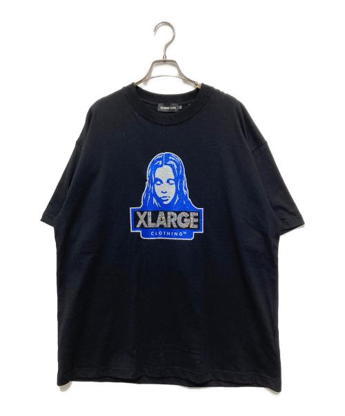 X-GIRL（エックスガール）X-girl (エックスガール) X-LARGE (エクストララージ) 25SS GLITTER AND RHINESTONE  XLXG S/S TEE ブラック×ブルー サイズ:XL 未使用品の古着・服飾アイテム