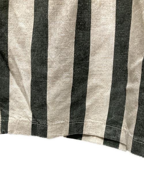 ness.（ネス）ness. (ネス) ストライプ リネンブレンド ワイドイージーパンツ ホワイト×グリーン サイズ:Sの古着・服飾アイテム