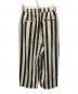 ness. (ネス) ストライプ リネンブレンド ワイドイージーパンツ ホワイト×グリーン サイズ:S：7000円