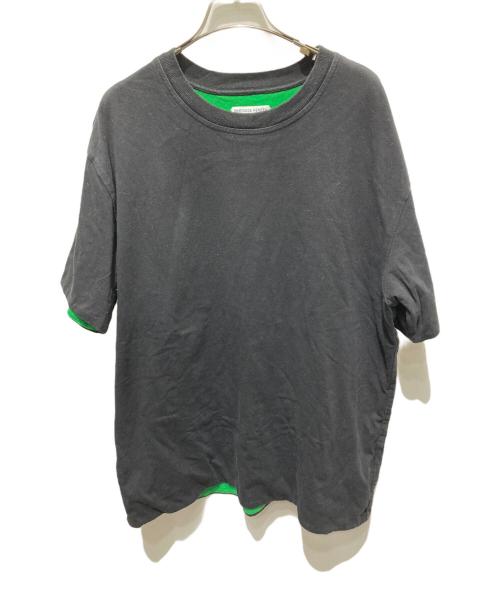 BOTTEGA VENETA（ボッテガベネタ）BOTTEGA VENETA (ボッテガベネタ) ダブルレイヤーコットンジャージー Tシャツ ブラック×グリーン サイズ:Mの古着・服飾アイテム