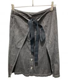 MM6 Maison Margiela（エムエムシックスメゾンマルジェラ）の古着「デニムラップスカート」｜ブラック
