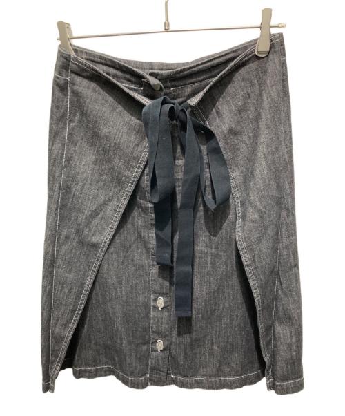 MM6 Maison Margiela（エムエムシックスメゾンマルジェラ）MM6 Maison Margiela (エムエムシックスメゾンマルジェラ) デニムラップスカート ブラック サイズ:40の古着・服飾アイテム