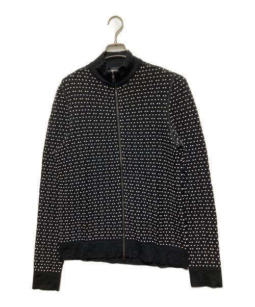 GIORGIO ARMANI（ジョルジオアルマーニ）GIORGIO ARMANI (ジョルジオアルマーニ) ジップアップニット ブラック×ホワイト サイズ:48の古着・服飾アイテム