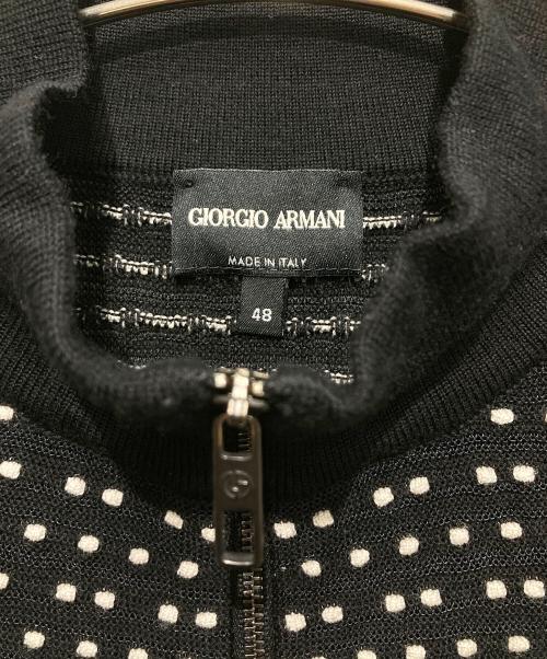 GIORGIO ARMANI（ジョルジオアルマーニ）GIORGIO ARMANI (ジョルジオアルマーニ) ジップアップニット ブラック×ホワイト サイズ:48の古着・服飾アイテム