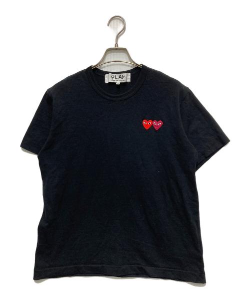 PLAY COMME des GARCONS（プレイコムデギャルソン）PLAY COMME des GARCONS (プレイコムデギャルソン) ダブルハートロゴTシャツ ブラック サイズ:Sの古着・服飾アイテム