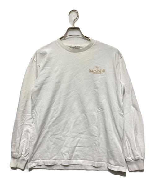 GANNI（ガニー）Ganni (ガニー) Future heavy Jersey palm Long Sleeve T-shirt ホワイト サイズ:XSの古着・服飾アイテム