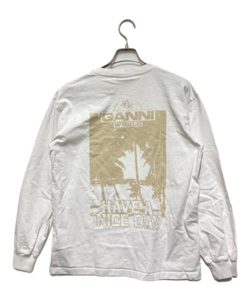 GANNI（ガニー）Ganni (ガニー) Future heavy Jersey palm Long Sleeve T-shirt ホワイト サイズ:XSの古着・服飾アイテム