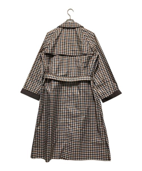 Aquascutum（アクアスキュータム）Aquascutum (アクアスキュータム) トレンチレインコート/チェックコート ベージュ×ブラウン サイズ:MLの古着・服飾アイテム