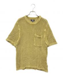stussy（ステューシー）の古着「OVER DYED MESH CREW KNIT TEE」｜イエロー