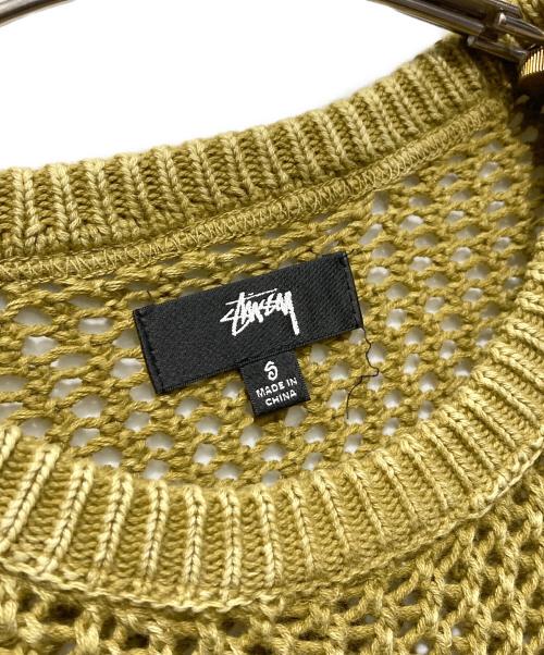 stussy（ステューシー）stussy (ステューシー) OVER DYED MESH CREW KNIT TEE イエロー サイズ:Sの古着・服飾アイテム
