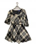 BURBERRY BLUE LABELバーバリー ブルー レーベル）の古着「7分袖ワンピース/ノバチェック」｜ベージュ×ブラック