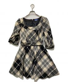 BURBERRY BLUE LABEL（バーバリー ブルー レーベル）の古着「7分袖ワンピース/ノバチェック」｜ベージュ×ブラック