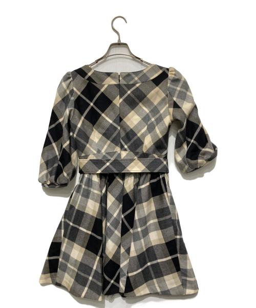 BURBERRY BLUE LABEL（バーバリー ブルー レーベル）BURBERRY BLUE LABEL (バーバリー ブルー レーベル) 7分袖ワンピース/ノバチェック ベージュ×ブラック サイズ:38の古着・服飾アイテム