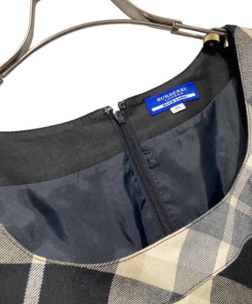 BURBERRY BLUE LABEL（バーバリー ブルー レーベル）BURBERRY BLUE LABEL (バーバリー ブルー レーベル) 7分袖ワンピース/ノバチェック ベージュ×ブラック サイズ:38の古着・服飾アイテム