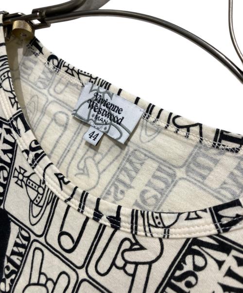 Vivienne Westwood man（ヴィヴィアン ウェストウッド マン）Vivienne Westwood man (ヴィヴィアン ウェストウッド マン) 総柄Tシャツ ベージュ×ブラック サイズ:44の古着・服飾アイテム