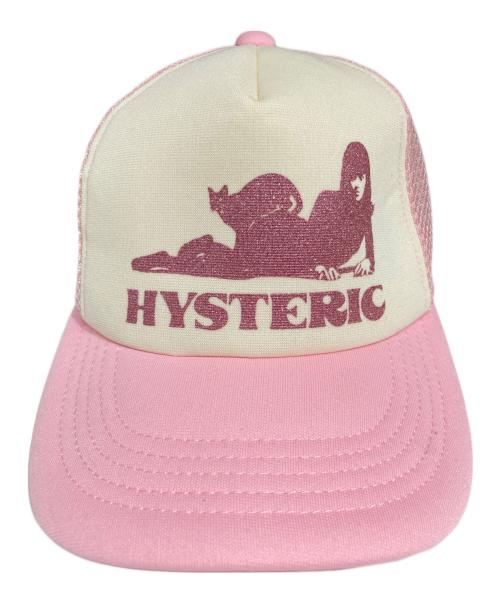 Hysteric Glamour（ヒステリックグラマー）Hysteric Glamour (ヒステリックグラマー) BLACK CAT WOMAN メッシュキャップ ピンクの古着・服飾アイテム
