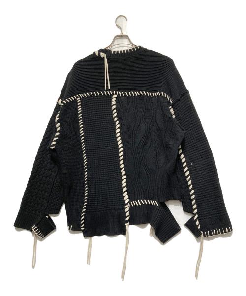 MAISON SPECIAL（メゾンスペシャル）MAISON SPECIAL (メゾンスペシャル) 鬼ワッフルクレイジーパッチワークエンブロイダリーニット ブラック サイズ:01の古着・服飾アイテム