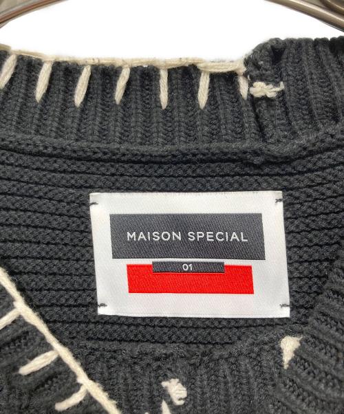 MAISON SPECIAL（メゾンスペシャル）MAISON SPECIAL (メゾンスペシャル) 鬼ワッフルクレイジーパッチワークエンブロイダリーニット ブラック サイズ:01の古着・服飾アイテム