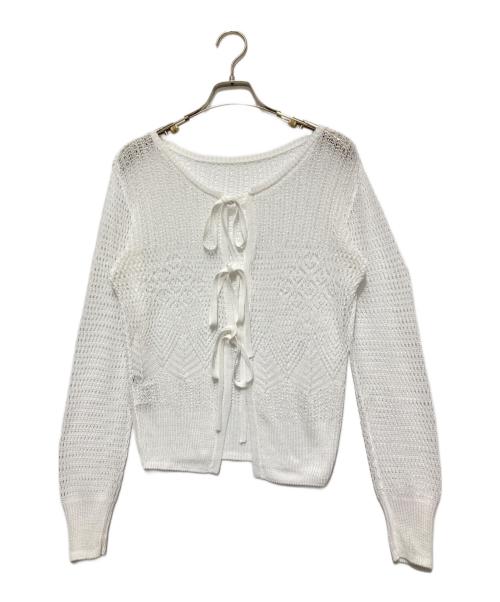 Sov.（ソブ）Sov. (ソブ) メッシュニットカーディガン ホワイト サイズ:36の古着・服飾アイテム