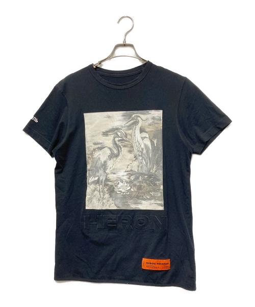 HERON PRESTON（ヘロンプレストン）HERON PRESTON (ヘロンプレストン) プリントTシャツ ブラック サイズ:XSの古着・服飾アイテム