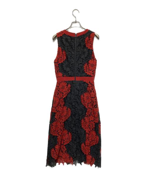 alice+olivia（アリスアンドオリビア）alice+olivia (アリスアンドオリビア) ノースリーブレースワンピース ブラック×レッド サイズ:2の古着・服飾アイテム