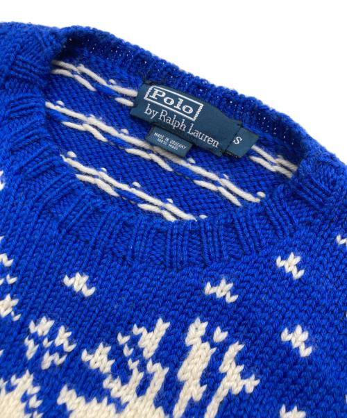 POLO RALPH LAUREN（ポロ・ラルフローレン）POLO RALPH LAUREN (ポロ・ラルフローレン) トナカイ柄 ノルディックセーター ブルー サイズ:Sの古着・服飾アイテム