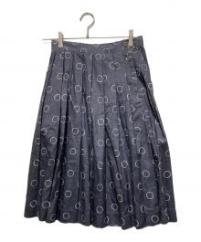 MARGARET HOWELL（マーガレットハウエル）の古着「OUTLINE SPOT SILK SKIRT」｜グレー