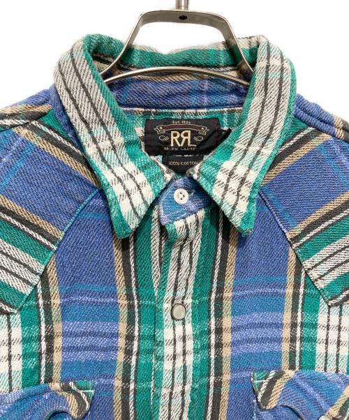RRL（ダブルアールエル）RRL (ダブルアールエル) チェックネルシャツ グリーン×ネイビー サイズ:Lの古着・服飾アイテム