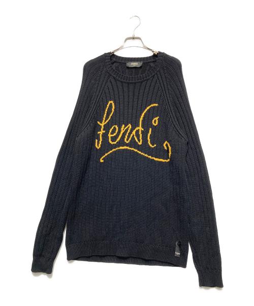 FENDI（フェンディ）FENDI (フェンディ) ロゴ ニットセーター ブラック サイズ:サイズ50の古着・服飾アイテム