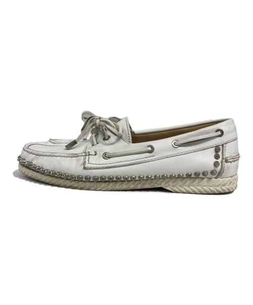 Christian Louboutin（クリスチャン・ルブタン）Christian Louboutin (クリスチャン・ルブタン) スタッズ デッキシューズ ホワイト サイズ:26cmの古着・服飾アイテム
