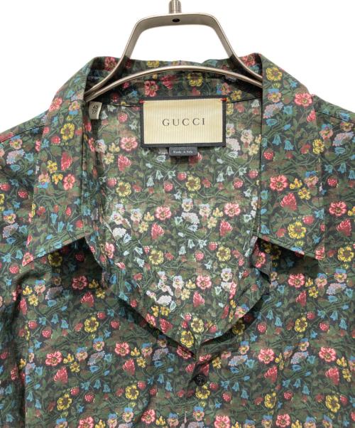 GUCCI（グッチ）GUCCI (グッチ) duke フラワープリントシャツ グリーン サイズ:17/43の古着・服飾アイテム