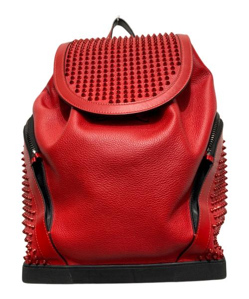 Christian Louboutin（クリスチャン・ルブタン）Christian Louboutin (クリスチャン・ルブタン) スパイク スタッズ エクスプローラーファンク バックパック リュック ブラック×レッドの古着・服飾アイテム
