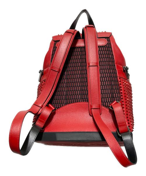 Christian Louboutin（クリスチャン・ルブタン）Christian Louboutin (クリスチャン・ルブタン) スパイク スタッズ エクスプローラーファンク バックパック リュック ブラック×レッドの古着・服飾アイテム