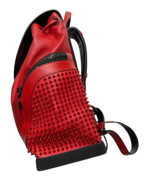 Christian Louboutin（クリスチャン・ルブタン）Christian Louboutin (クリスチャン・ルブタン) スパイク スタッズ エクスプローラーファンク バックパック リュック ブラック×レッドの古着・服飾アイテム